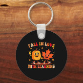 Retro Fall In Love With Learning Autumn Pumpkin Te Sleutelhanger (Voorkant)