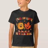 Retro Fall In Love With Learning Autumn Pumpkin Te T-shirt (Voorkant)