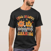 Retro Fall In Love With Learning Autumn Pumpkin Te T-shirt (Voorkant)