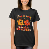 Retro Fall In Love With Learning Autumn Pumpkin Te T-shirt (Voorkant)