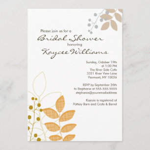 Retro Fall Leaves Autumn Bridal Shower Uitnodiging