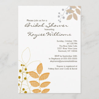 Retro Fall Leaves Autumn Bridal Shower Uitnodiging