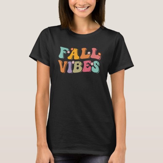 Retro Fall Vibes Floral Cozy Season Autumn Thanksg T-shirt (Voorkant)