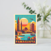 Retro Famagusta Beach Cyprus souvenirs en geschenk Briefkaart (Staand voorkant)