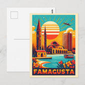 Retro Famagusta Beach Cyprus souvenirs en geschenk Briefkaart (Voorkant / Achterkant)