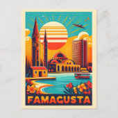 Retro Famagusta Beach Cyprus souvenirs en geschenk Briefkaart (Voorkant)