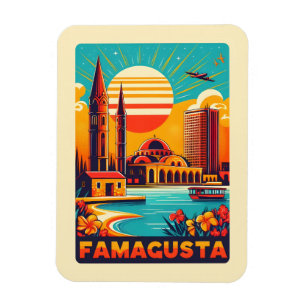 Retro Famagusta Strand Cyprus souvenirs cadeaus Magneet