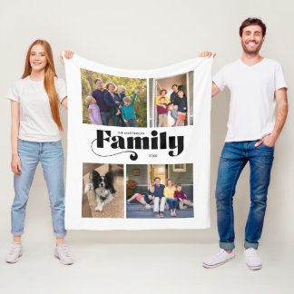 Retro Familie 4 Foto Collage Fleece Deken
