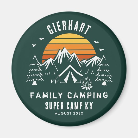 Retro Familie Camping Custom Keepsake Magneet (Voorkant)