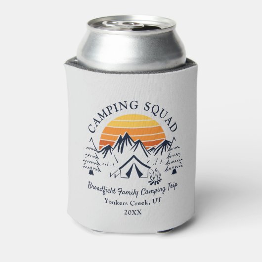 Retro Familie Camping Squad Matching Custom Blikjeskoeler (Blikje Achterkant)