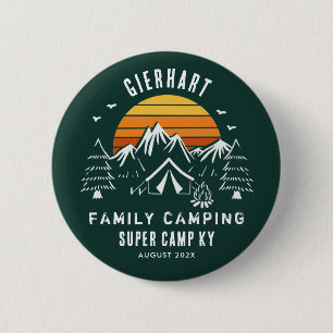 Retro Familie Camping Vakantie Custom Ronde Button 5,7 Cm