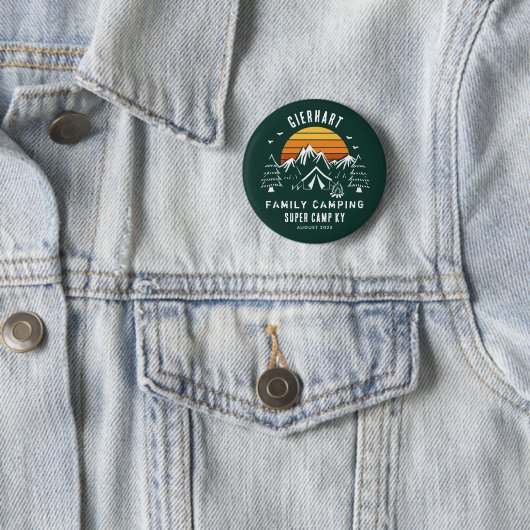 Retro Familie Camping Vakantie Custom Ronde Button 5,7 Cm (In situ)
