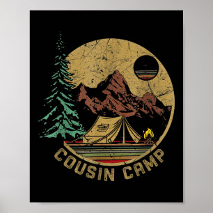 Retro familie camping zomer vakantie bemanning nee poster
