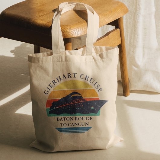 Retro familie cruise reis aangepaste bijpassende v tote bag