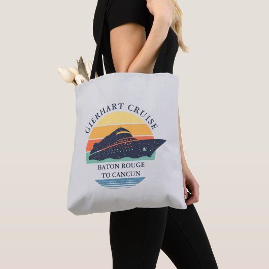 Retro familie cruise reis aangepaste bijpassende v tote bag (Dichtbij)
