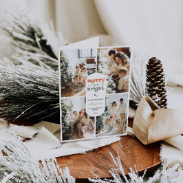 Retro Familie Foto Kerst Feestdagen Kaart