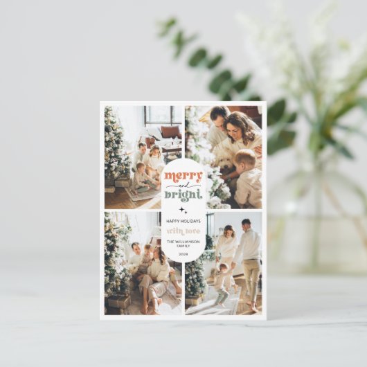 Retro Familie Foto Kerst Feestdagenkaart (Staand voorkant)
