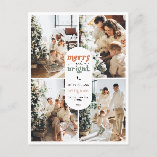 Retro Familie Foto Kerst Feestdagenkaart (Voorkant)