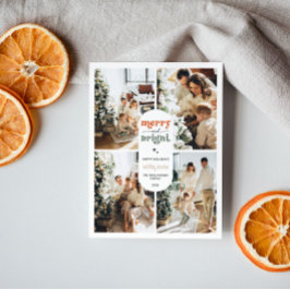 Retro Familie Foto Kerst Feestdagenkaart