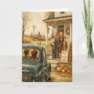 Retro familie hereniging Thanksgiving kaart
