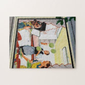 retro  familie in de keuken legpuzzel (Horizontaal)