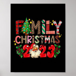 Retro Familie Kerstbemanning 2023 Bijpassende Fami Poster