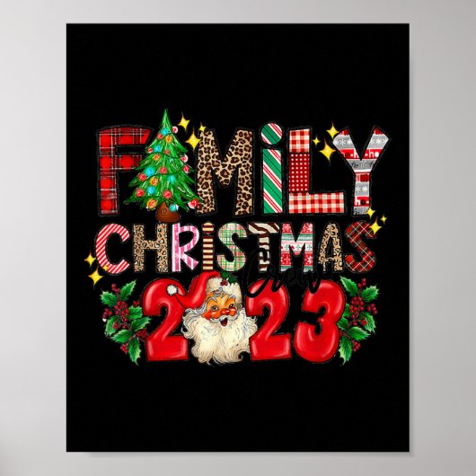 Retro Familie Kerstbemanning 2023 Bijpassende Fami Poster (Voorkant)