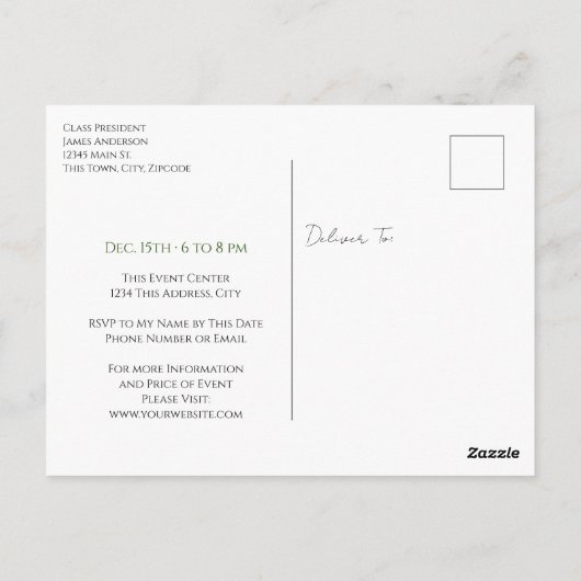 Retro Familie Kerstfeest Save the Date Tree Briefkaart (Achterkant)