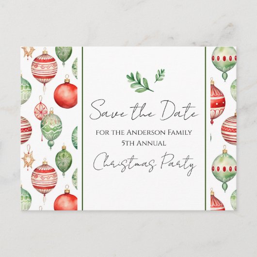 Retro Familie Kerstfeest Save the Date Tree Briefkaart (Voorkant)