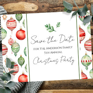 Retro Familie Kerstfeest Save the Date Tree Briefkaart