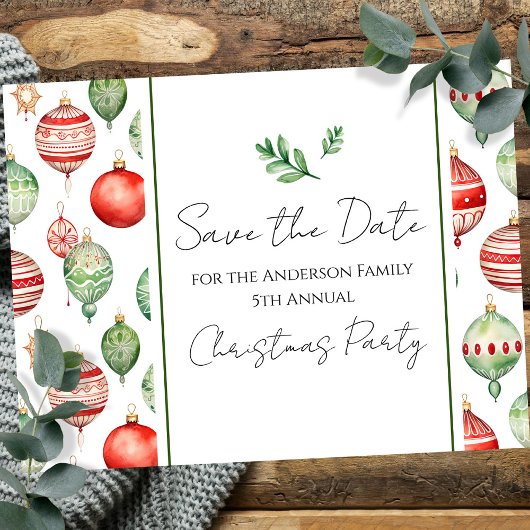 Retro Familie Kerstfeest Save the Date Tree Briefkaart