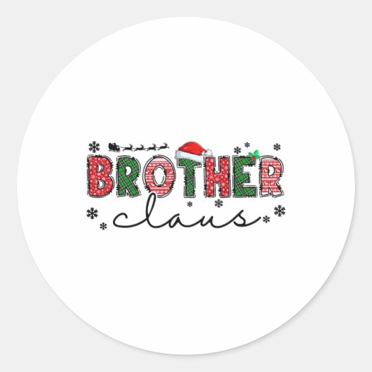 Retro Familie Kerstfeest Schattigee Broer Claus Xm Ronde Sticker (Voorkant)