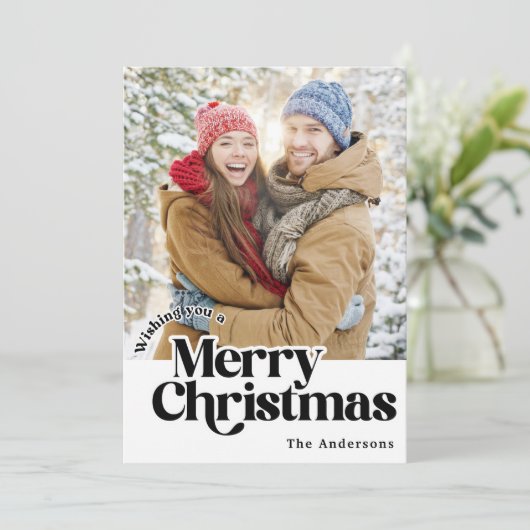 Retro Familie Kerstkaart (Staand voorkant)