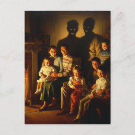 Retro Familie Kerstmis Horror Briefkaart