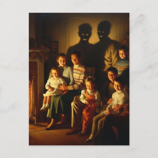 Retro Familie Kerstmis Horror Briefkaart (Voorkant)
