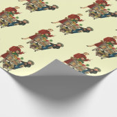 Retro familie, moeder en Kinder boodschappenwagent Cadeaupapier (Hoek)