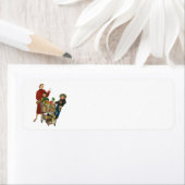 Retro familie, moeder en Kinder boodschappenwagent Etiket (Insitu)