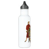 Retro familie, moeder en Kinder boodschappenwagent Waterfles (Links)