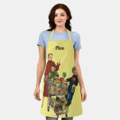 Retro Familie, Moeder en Kinderen Boodschappenwage Schort (Gedragen)