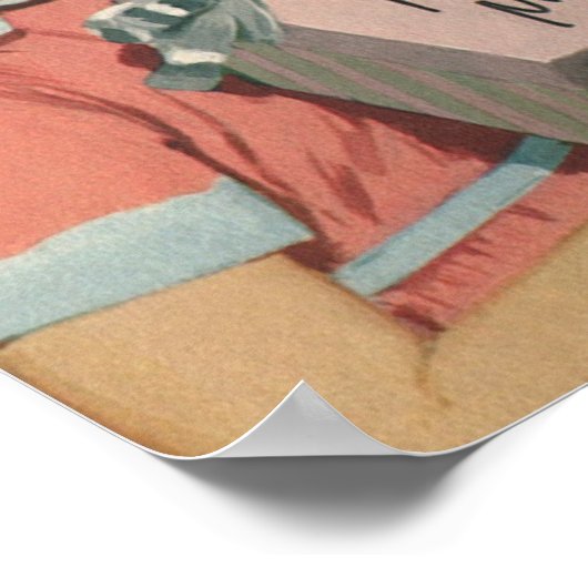 Retro familie serveert mam ontbijt op bed poster (Hoek)