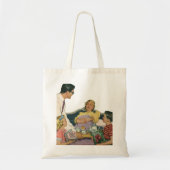 Retro familie serveert mam ontbijt op bed tote bag (Voorkant)