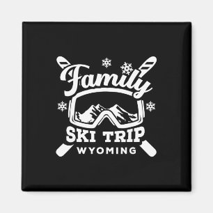 Retro familie ski trip Wyoming vakantie groep snee Magneet
