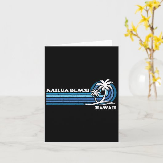 Retro  Familie Vakantie Hawaï Kailua Beach Kaart (Gele Bloem)