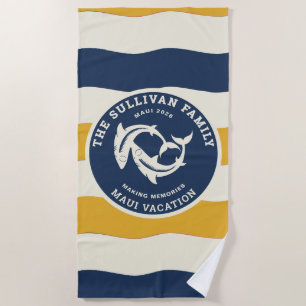 Retro familie vakantie Nautical Wave Haaien Badge Strandlaken