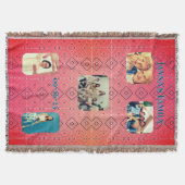 Retro familiefoto rood diamantpatroon deken (Voorkant)
