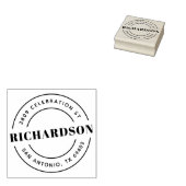 Retro Familienaam & Rond Terugkeeradres Rubberstempel (Gestempeld)