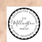 Retro familienaam Script Round Return Adres Rubberstempel