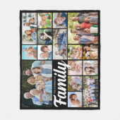 Retro FAMILY 16 Fotocollage Aangepaste kleuren Fleece Deken (Voorkant)