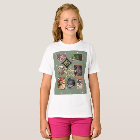 Retro Family 8 Photo Collage CUSTOM T-shirt (Voorkant volledig)
