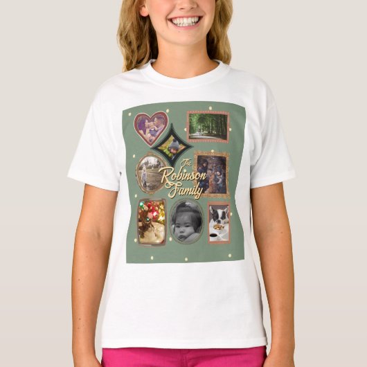 Retro Family 8 Photo Collage CUSTOM T-shirt (Voorkant)